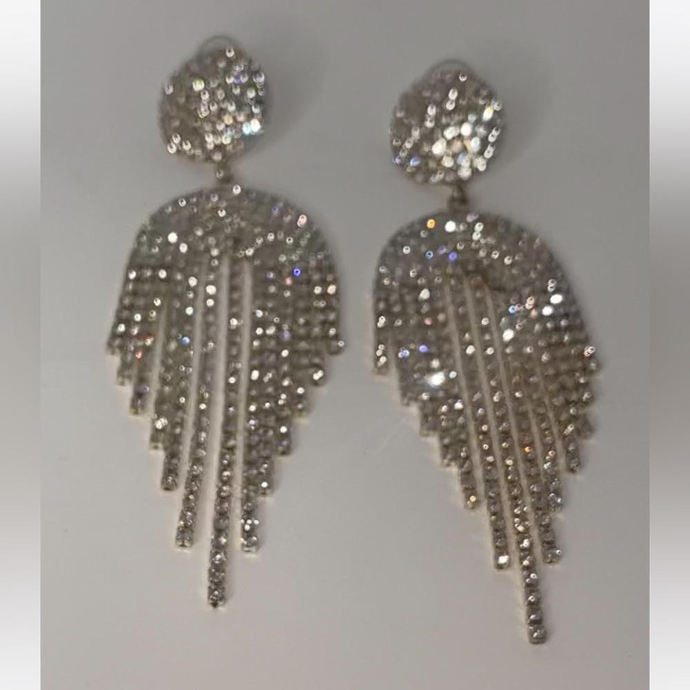 Stunning Rhinestone Dangle Earrings - Picture 3 of 5